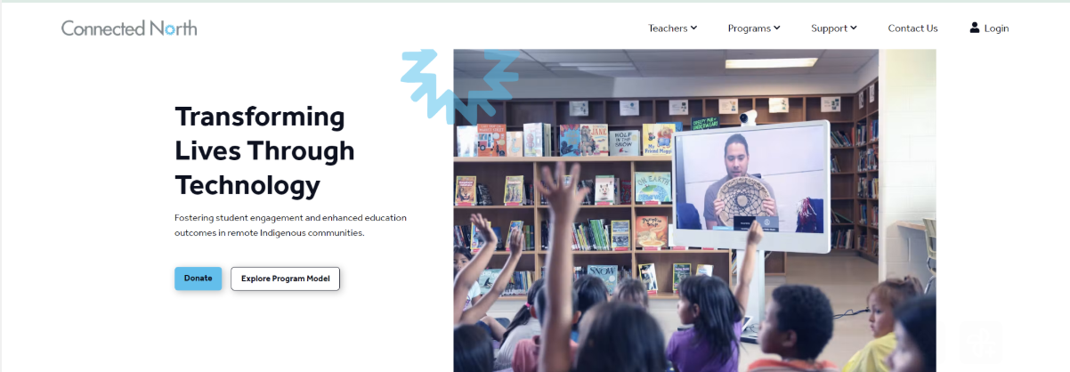 Connected North website showing a live interactive classroom session